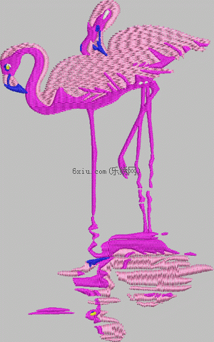 Flamingo Red-crowned Crane embroidery pattern album