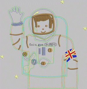 Man Astronaut Cartoon Sticker embroidery pattern album