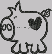 Pig cartoon applique embroidery pattern album
