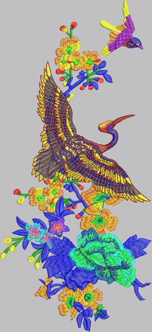 Crane flower embroidery pattern album