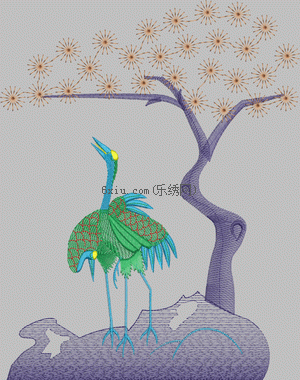 Crane pine embroidery pattern album