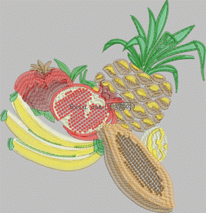 Fruit, banana, papaya, pineapple and pomegranate multicolor beads embroidery pattern album