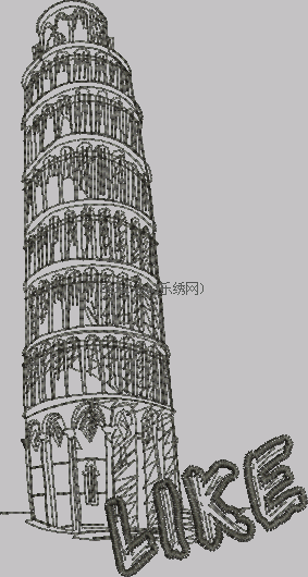 Scenic Pisa Leaning Tower embroidery pattern album