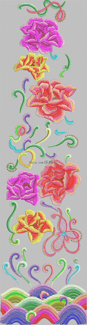 Chinese Style of Traditional Wave Flowers in Official Apparel embroidery pattern album